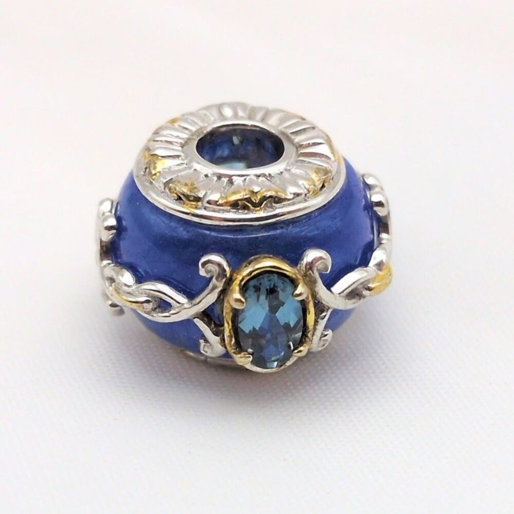 Gems En Vogue Michael Valitutti Sterling Silver 925 Blue Gemstone Round Charm